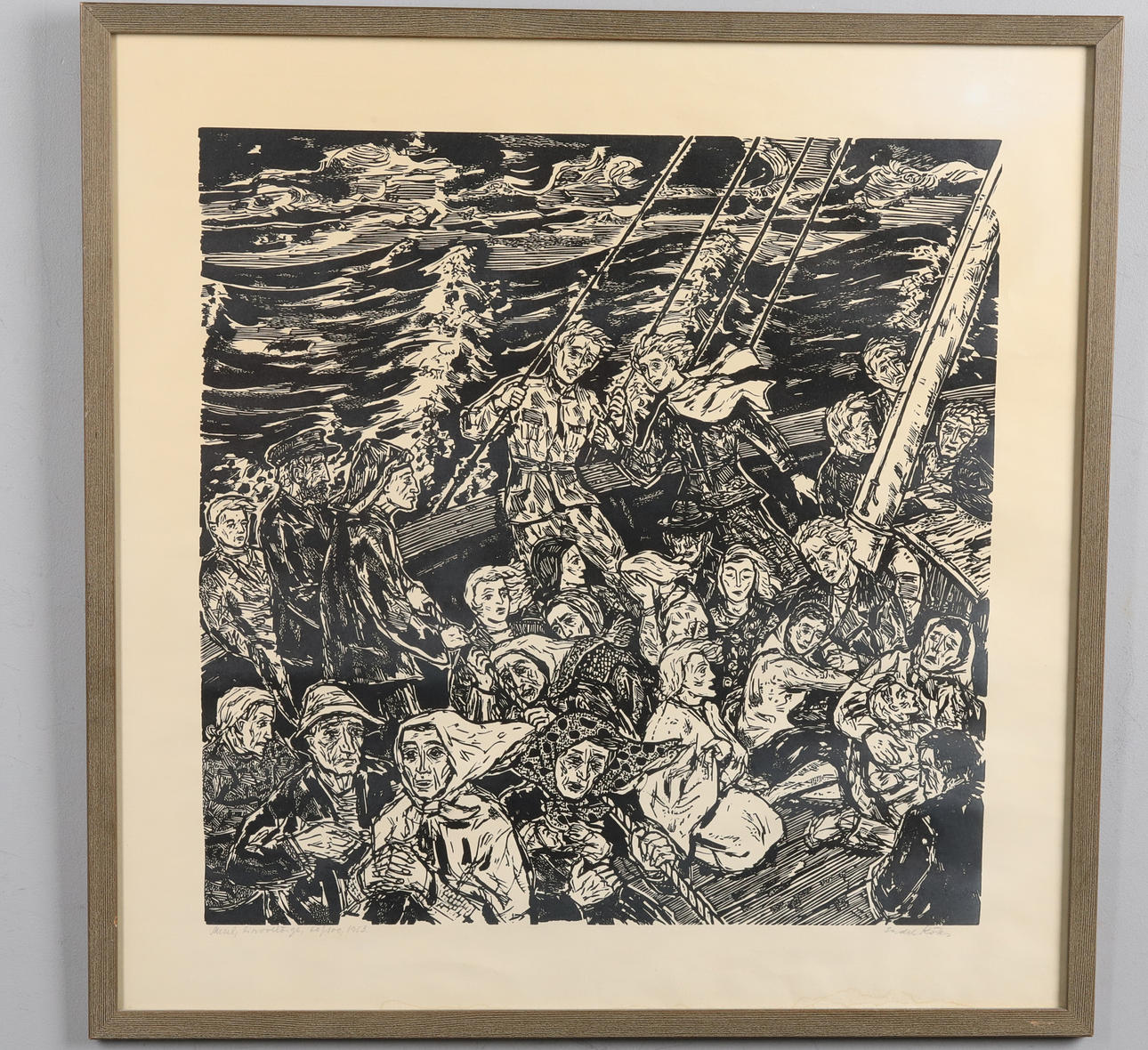 ENDEL KÖKS (1912-1983). Linoleumsnitt, "Meril (till sjöss)" signerad, numrerad 60/100, daterad 1953.