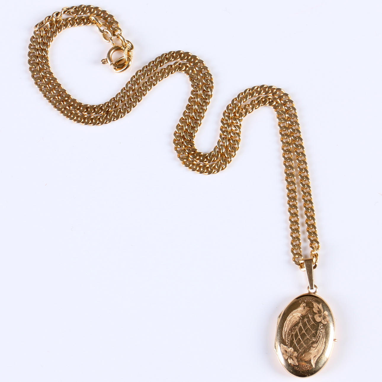 COLLIER, med berlock, 18k guld, 1900-tal.