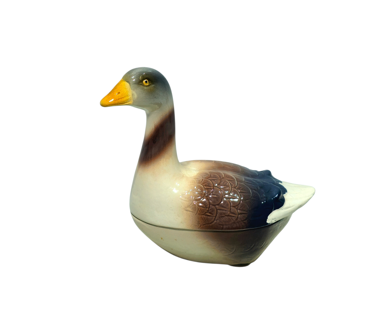 Michel Caugant. Ceramic duck-shaped container.