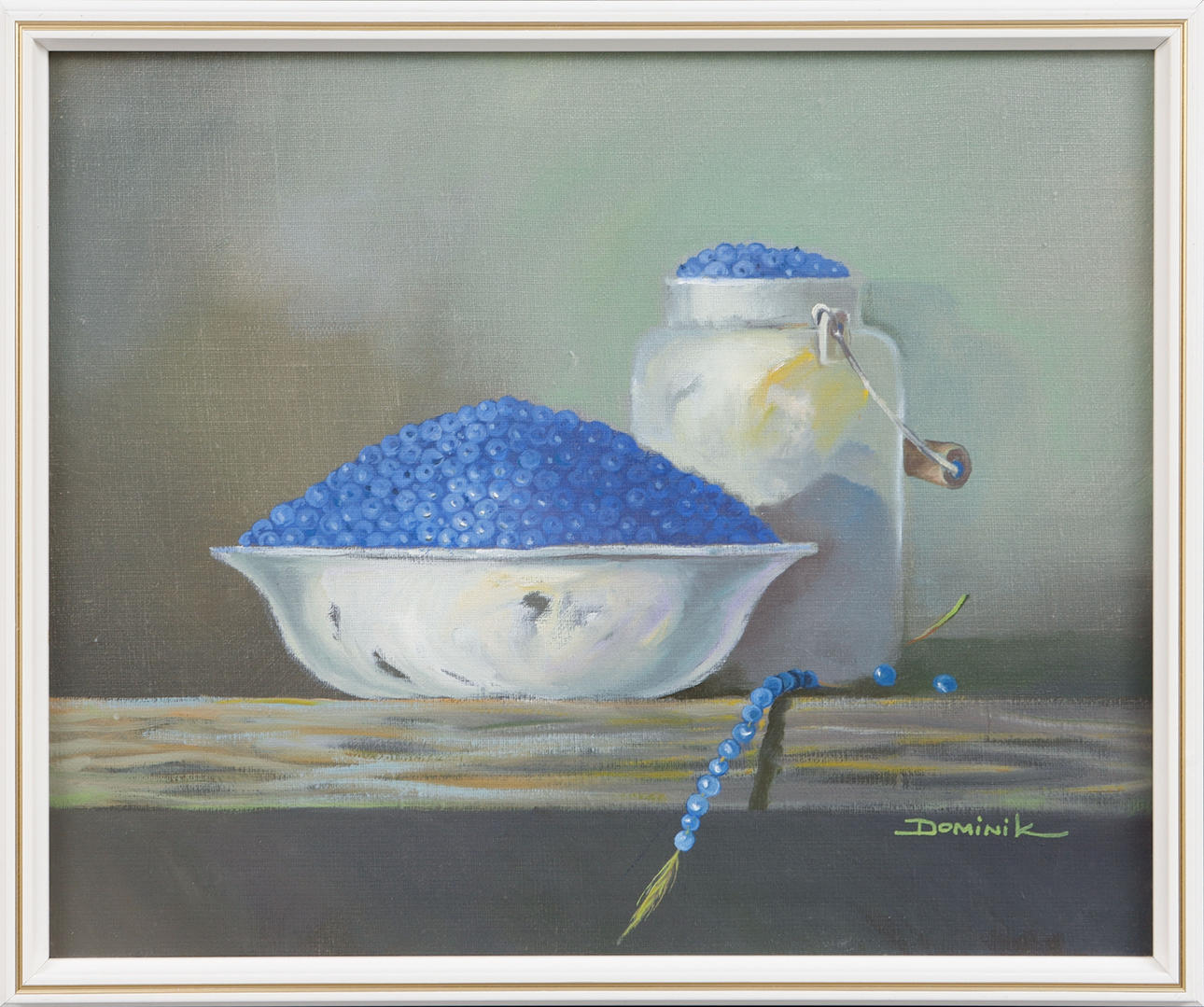 DOMINIK PAWLOWSKI. Stilleben med blåbär, olja på duk, signerad.