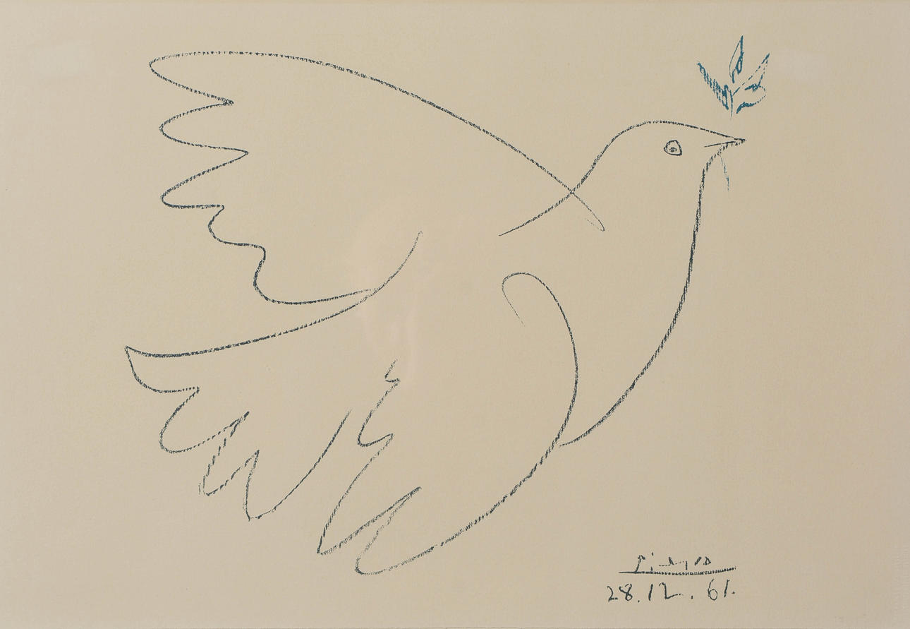 AFTER PABLO PICASSO. "La colombe bleue", signed & dated in print.