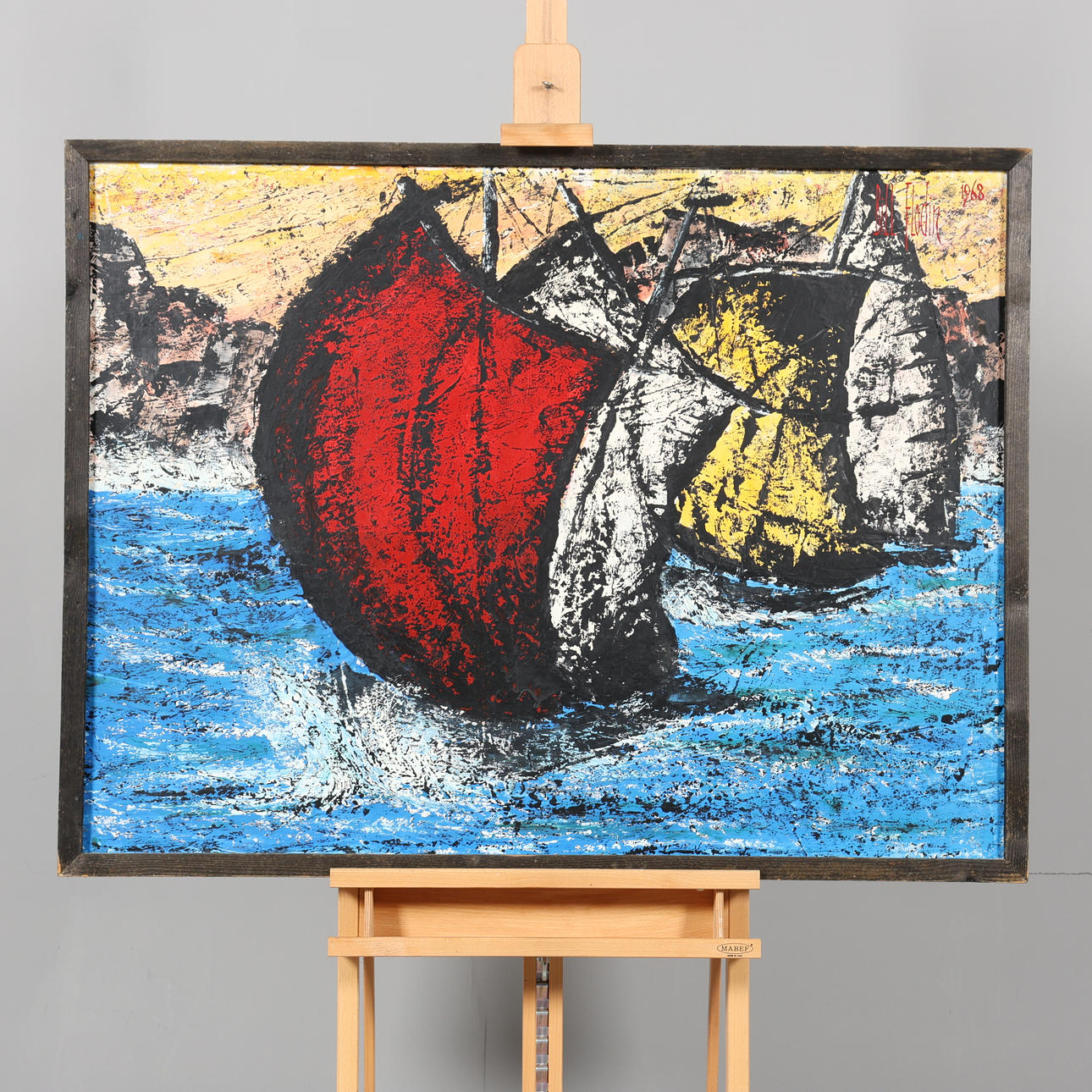 BILL FLODIN. OIL ON PANEL, “Sailboats”, signed and dated 1968.