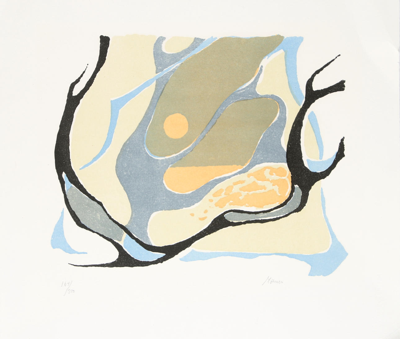 STELLAN MÖRNER. Komposition, färglitografi, signerad och numrerad 164/300.