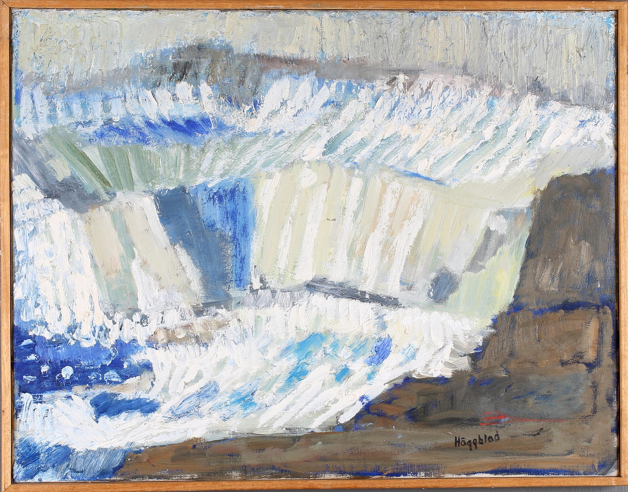 KARL ERIK HÄGGBLAD. "Tändstickfallet", olja på duk, signerad.