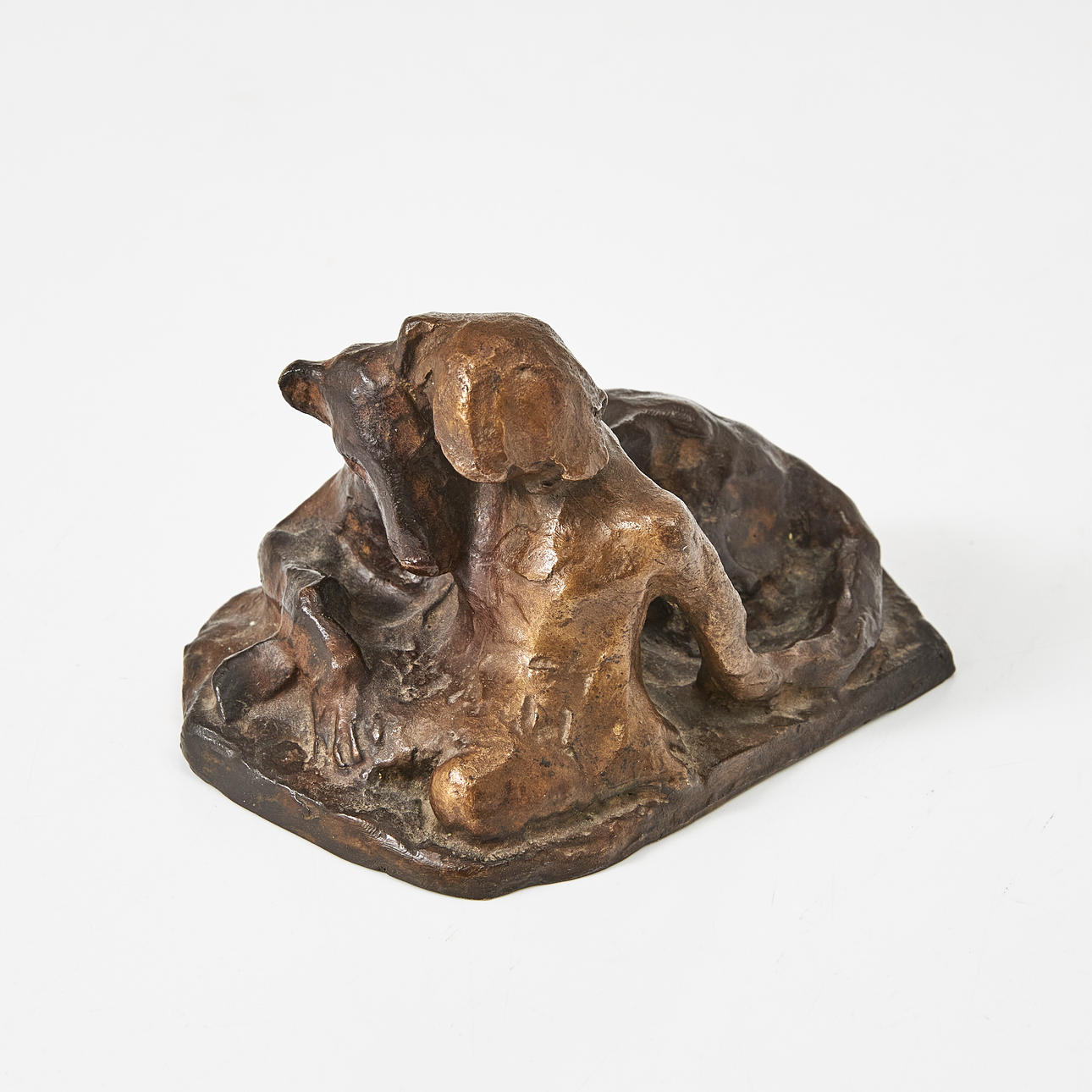 CARL ELDH. Girl and dog, bronze.