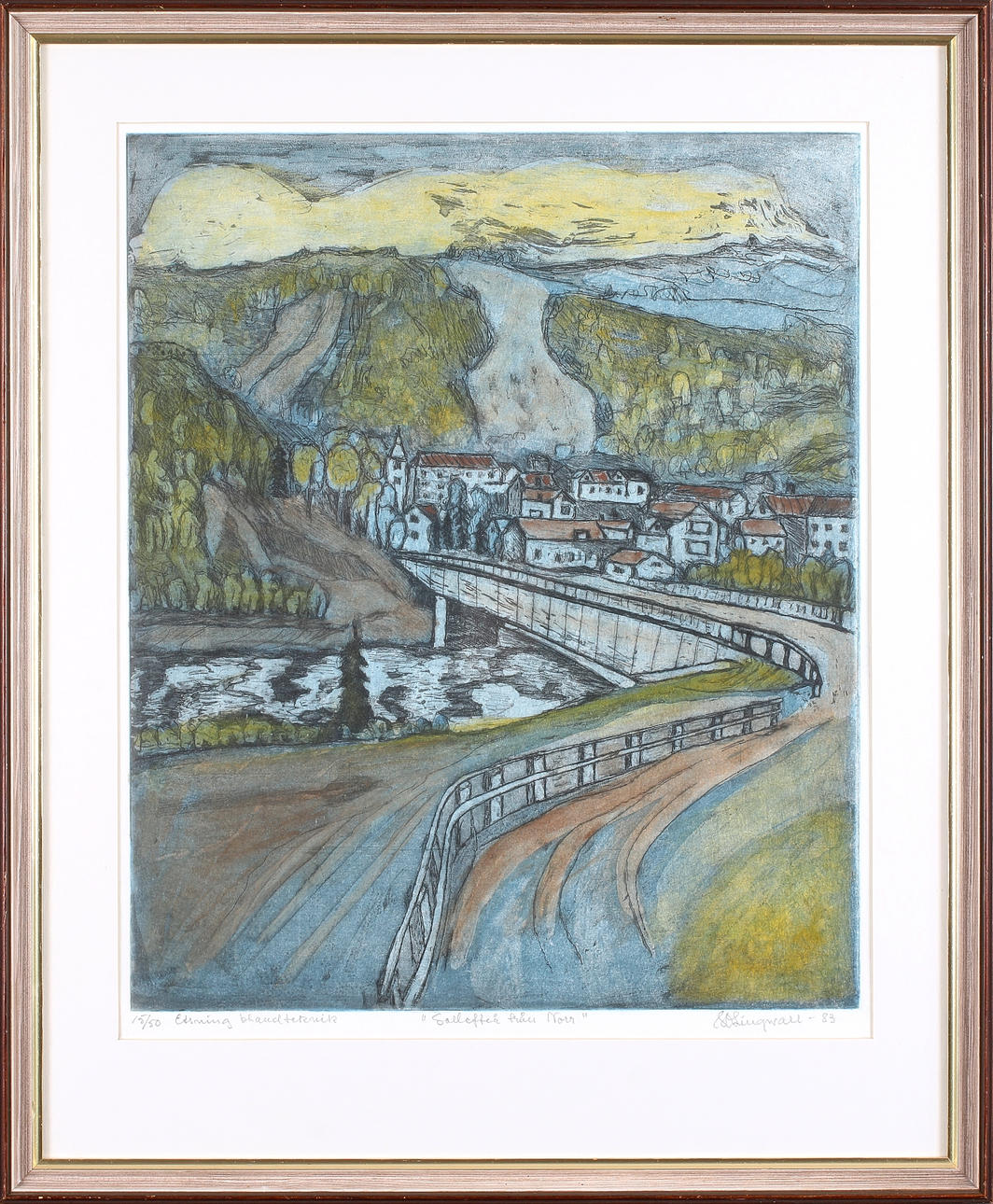 SVEN OLOF LINGWALL. "Sollefteå från norr", etsning/blandteknik, signerad, numrerad 15/50 och daterad -83.