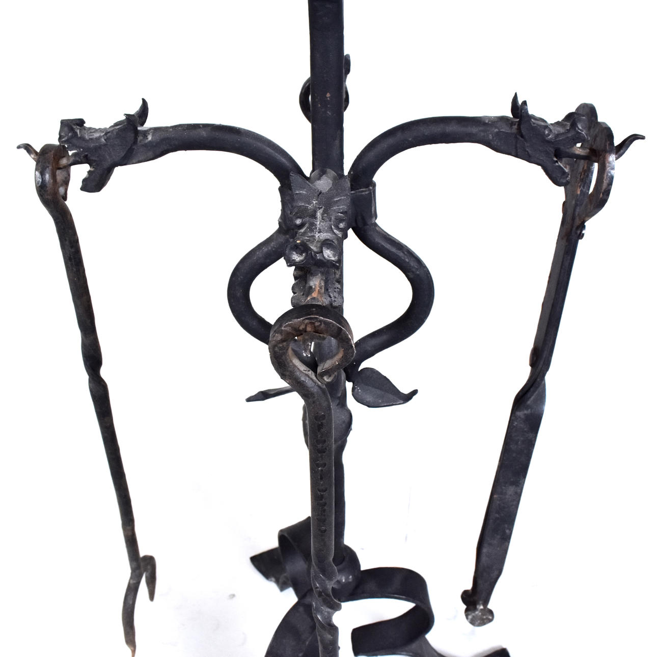 FIREPLACE SET, 5 pieces, blackened forging.