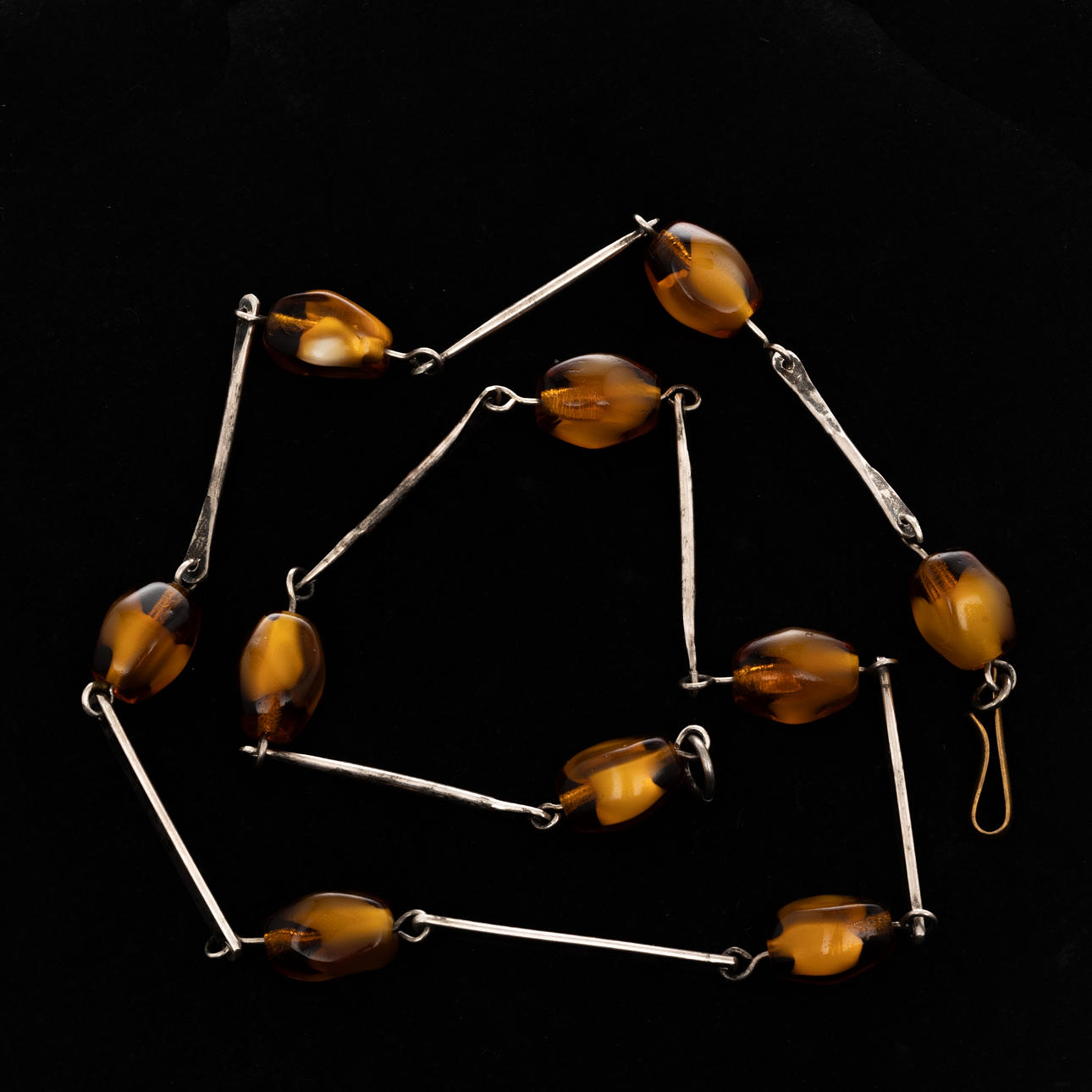 NECKLACE, Silver, Amber.