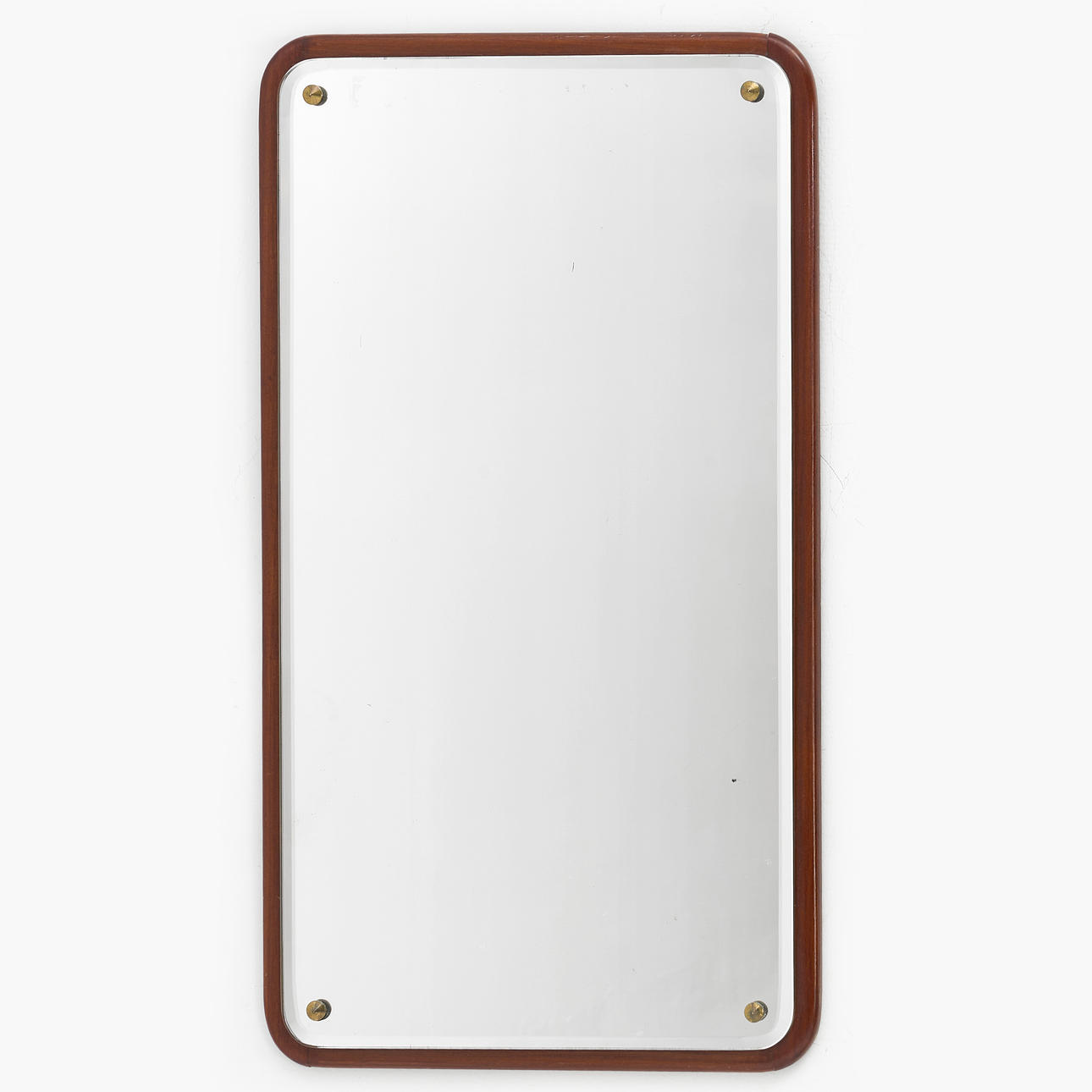 A mid 20th century mirror with teak frame.