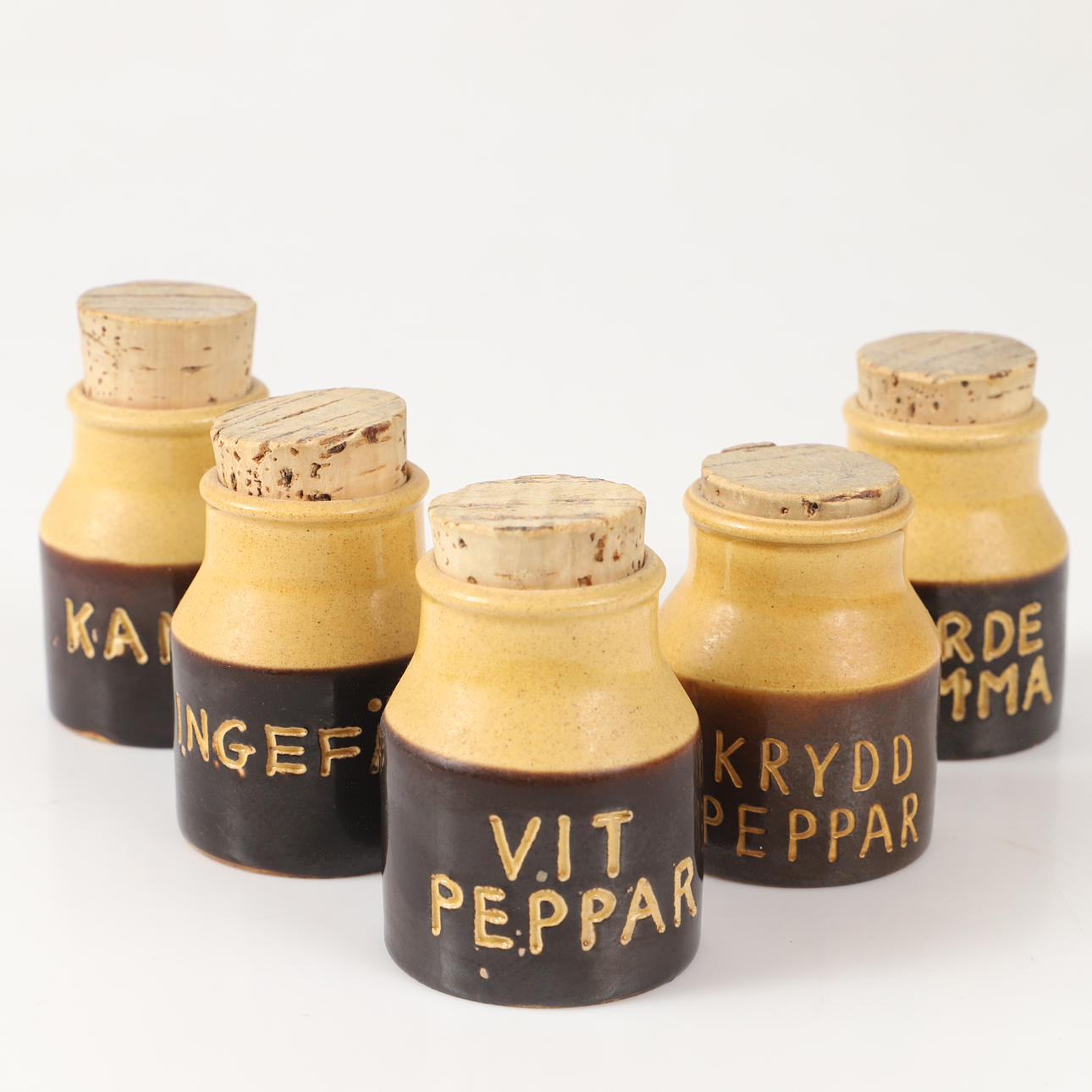 SPICE JARS, 5 pieces, ceramic, Höganäs.