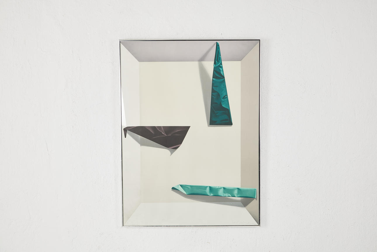 YRJÖ EDELMANN. Composition with paper, lithograph in colours, signed.