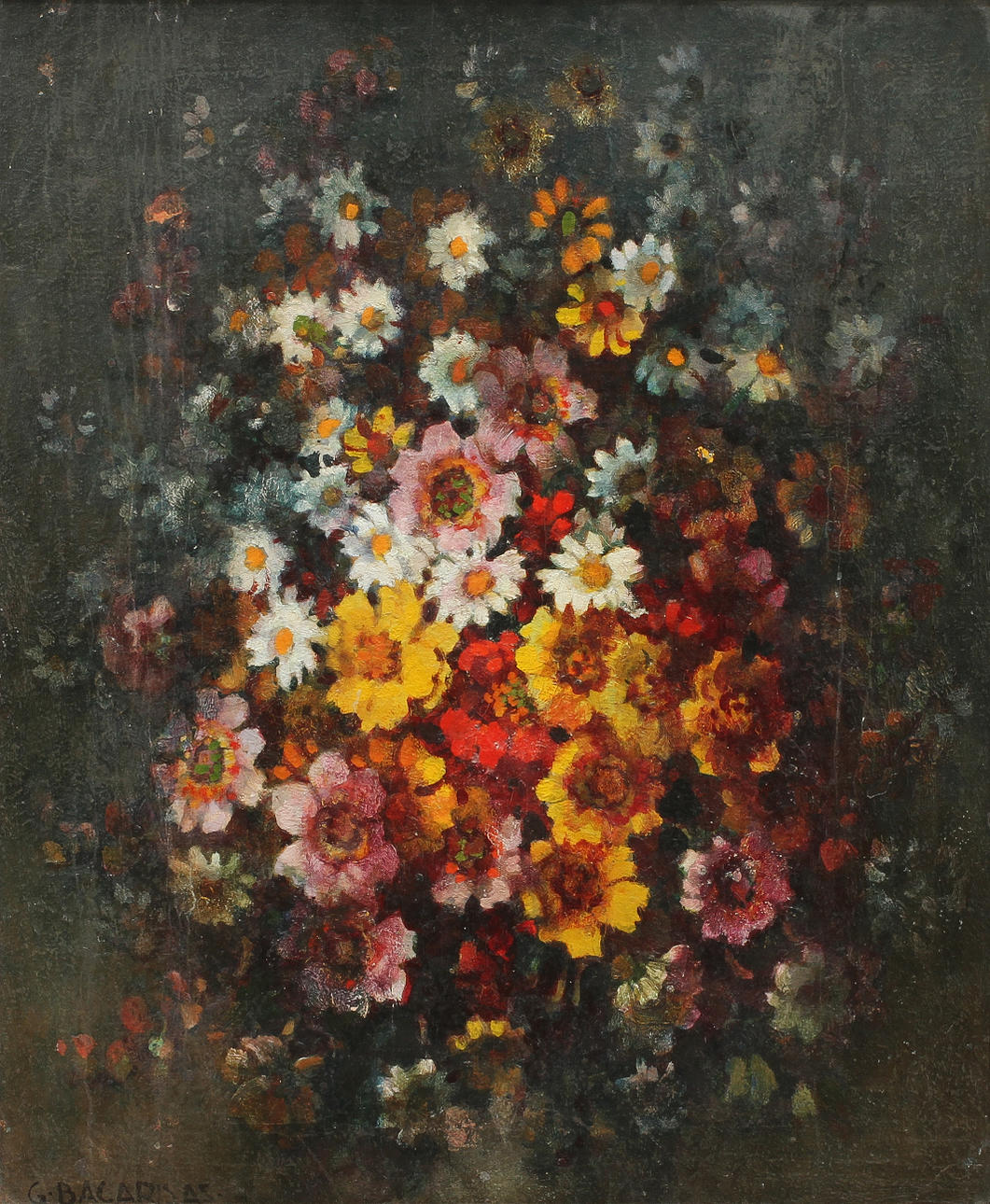 GUSTAVO BACARISAS (1873-1971). Blomsterstilleben. Olja på duk.