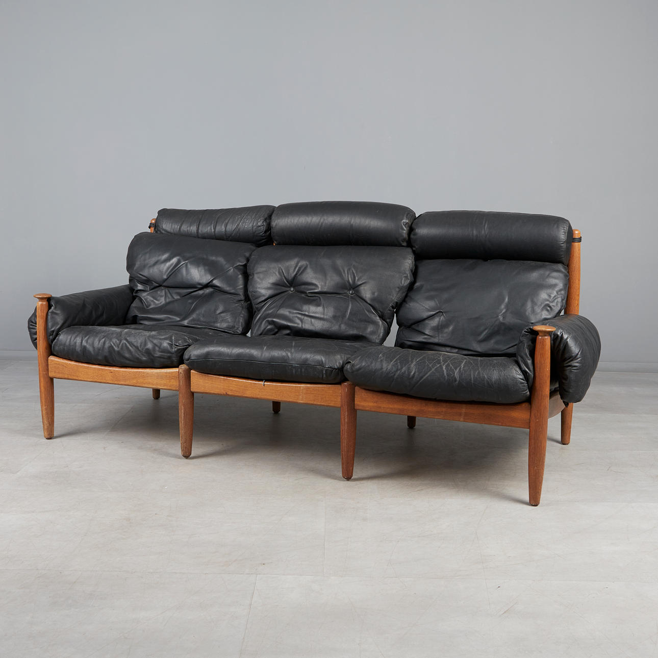 ERIC MERTHEN. Ire Møbler, soffa/soffa, ek, läder, 1960-tal, Sverige.