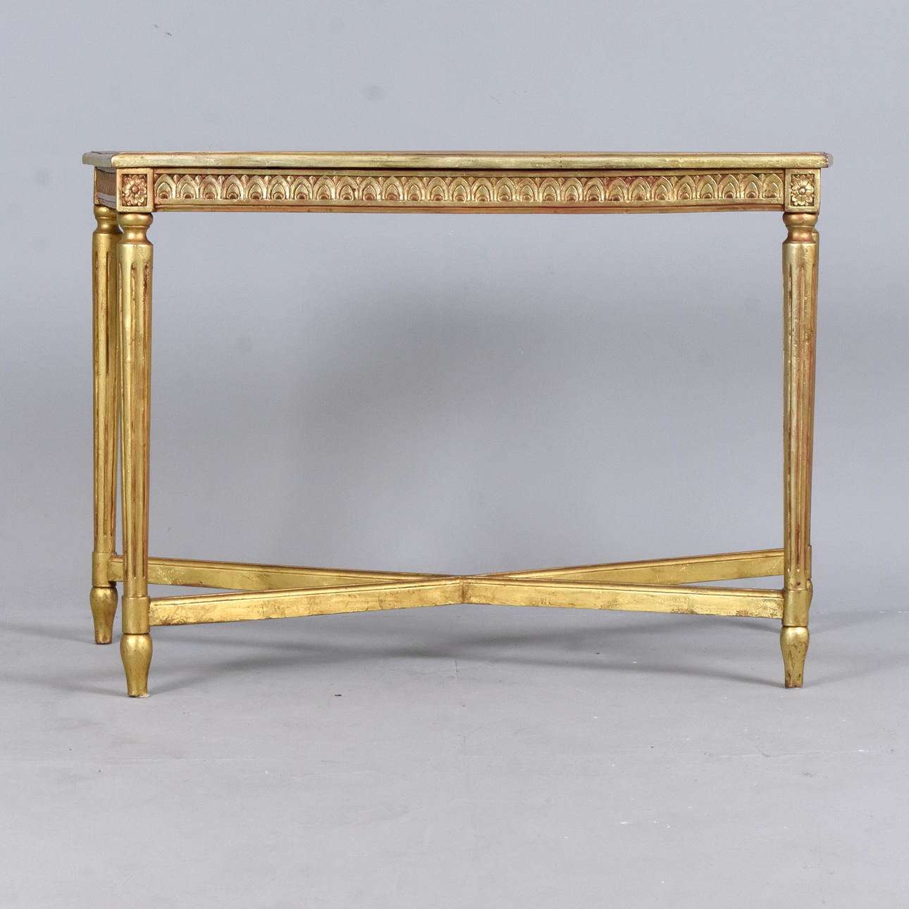 CONSOLE TABLE, carved and bronzed wood.