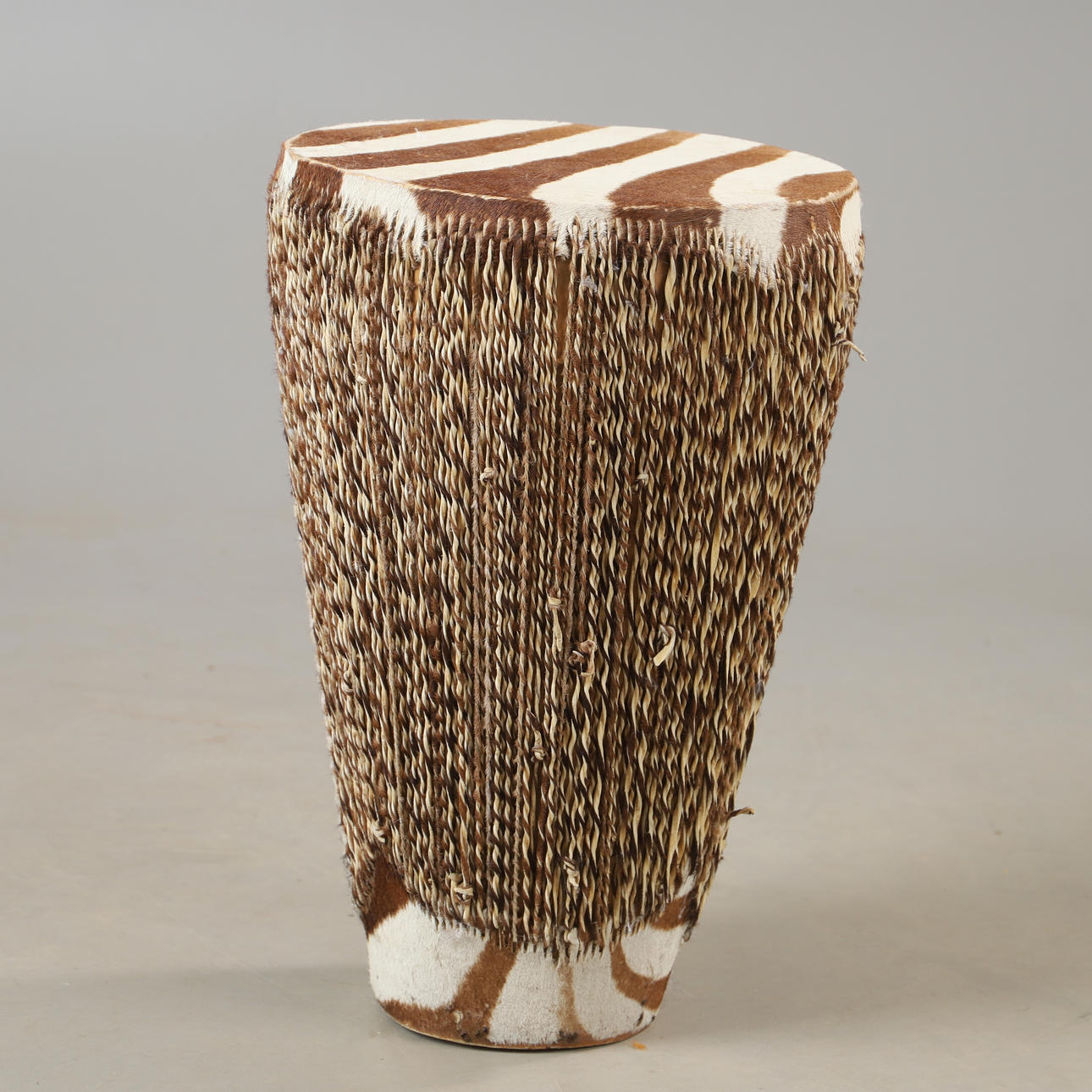 A leather drum, Africa, 20th century.