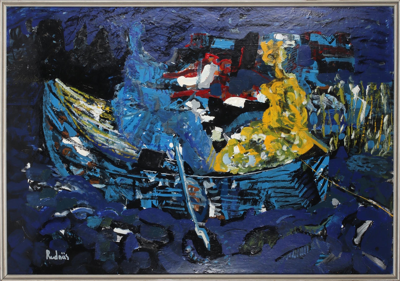 STEN-BIRGER RUDNÄS. boating, oil on panel, signed.