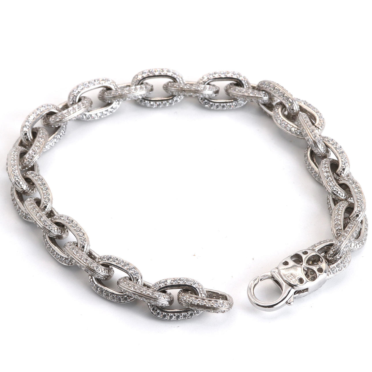 HEAVY STONE SET SILVER BRACELET.