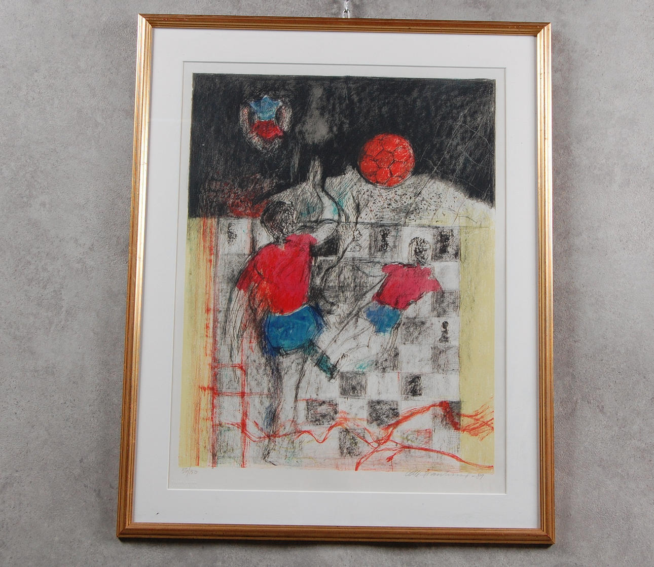 OLLE SVANLUND. Färglitograf, " HIF " signerad, numrerad,56/150, daterad -89.