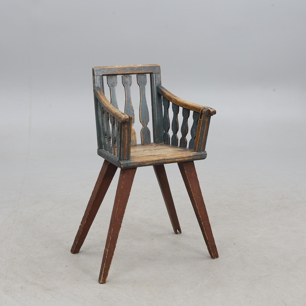 A chair, allmoge, with armrests, dated 1803.