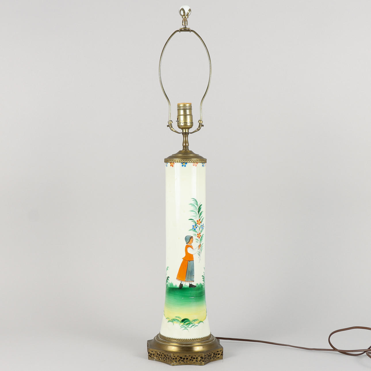 TABLE LAMP glass with painted decor.