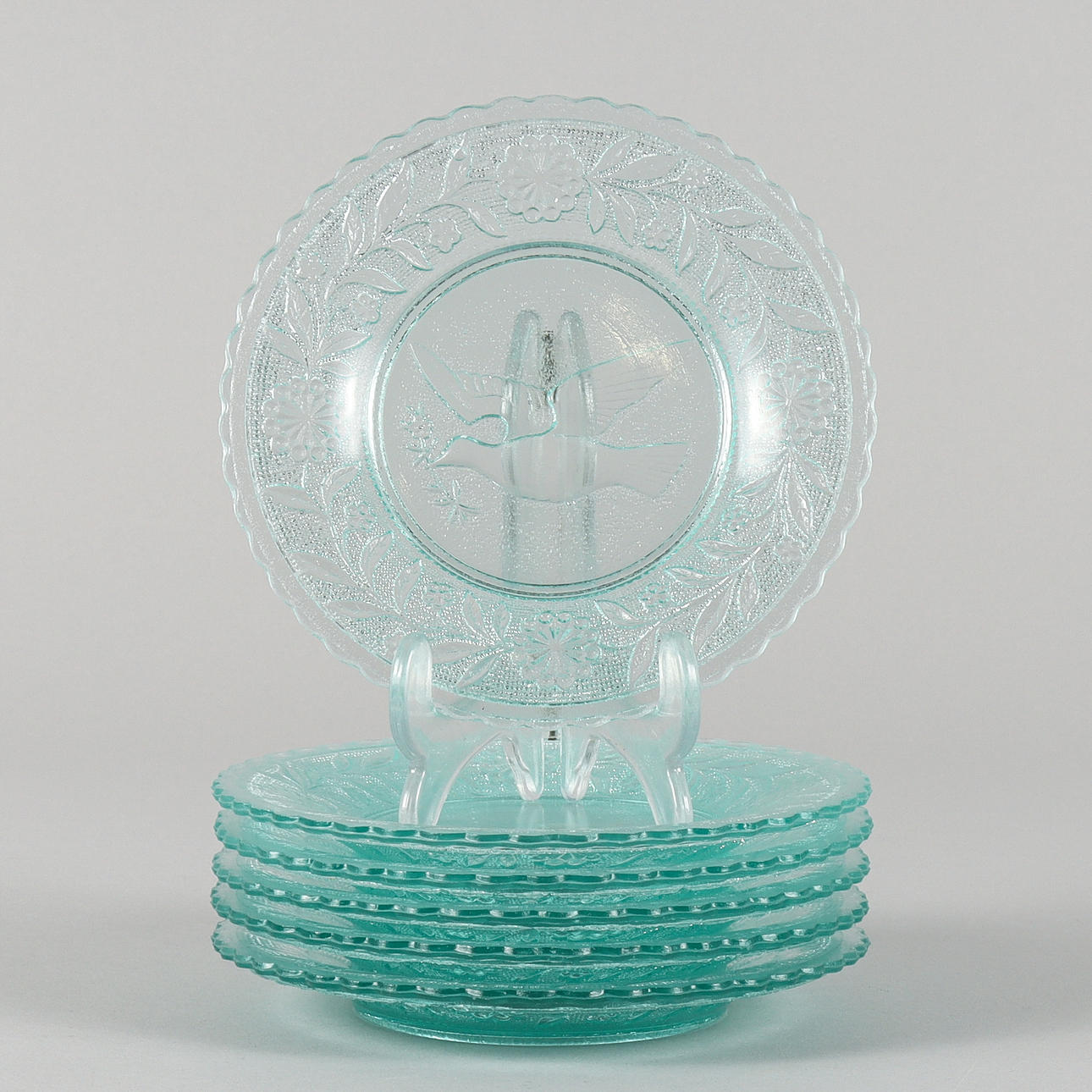 INSERTS 6 pieces, press glasses, Eda Glasbruk, Svalan.