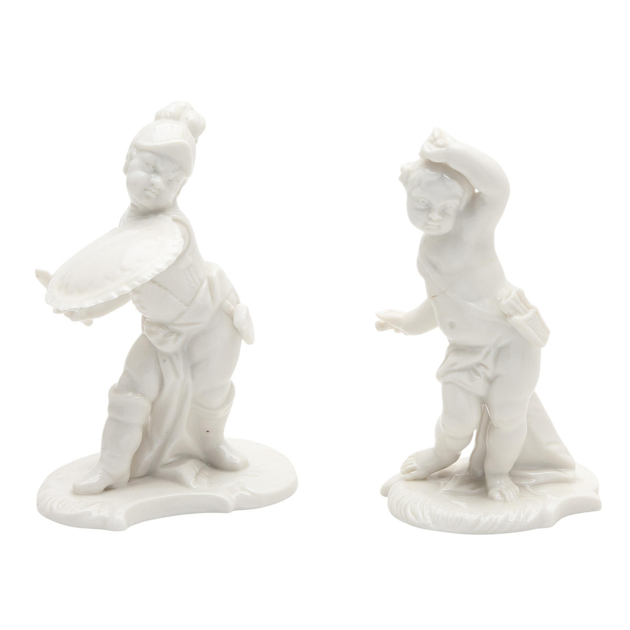 "Barn", två figurer i glaserat porslin från Nymphenburg, 1900-tal
