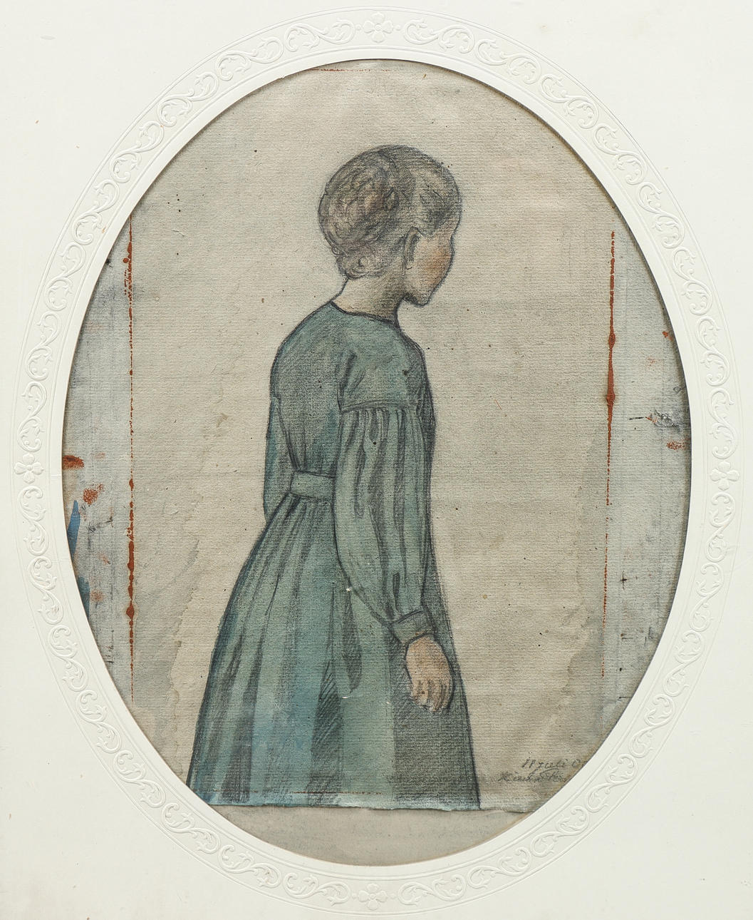 HILMA PERSSON. Watercolour, "Flicka", signed 1906.