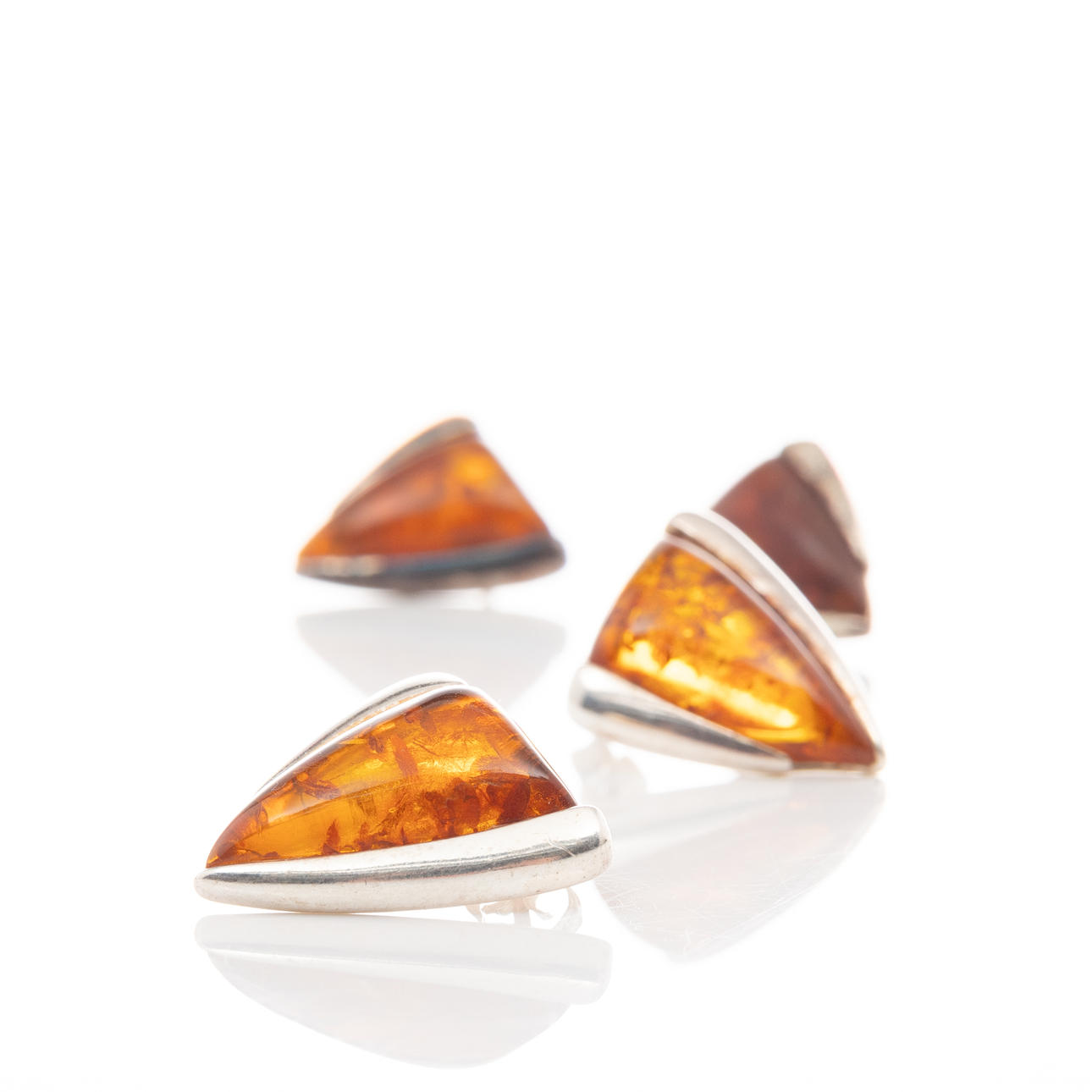 EARRINGS, 2 pairs, Silver, Amber.