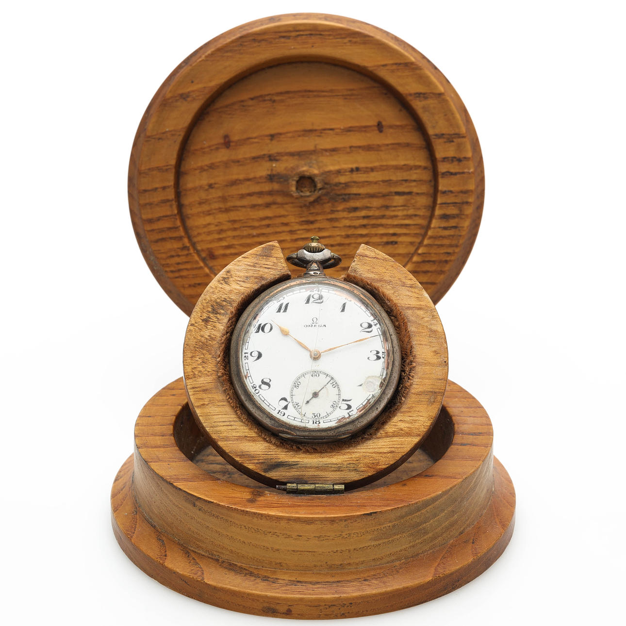 OMEGA POCKET WATCH WITH STAND, silver.