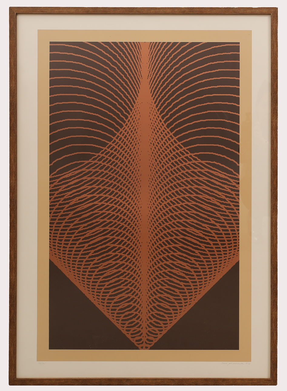 STURE JOHANNESSON. Lithograph, composition, signed, dated 1973, brown/beige.