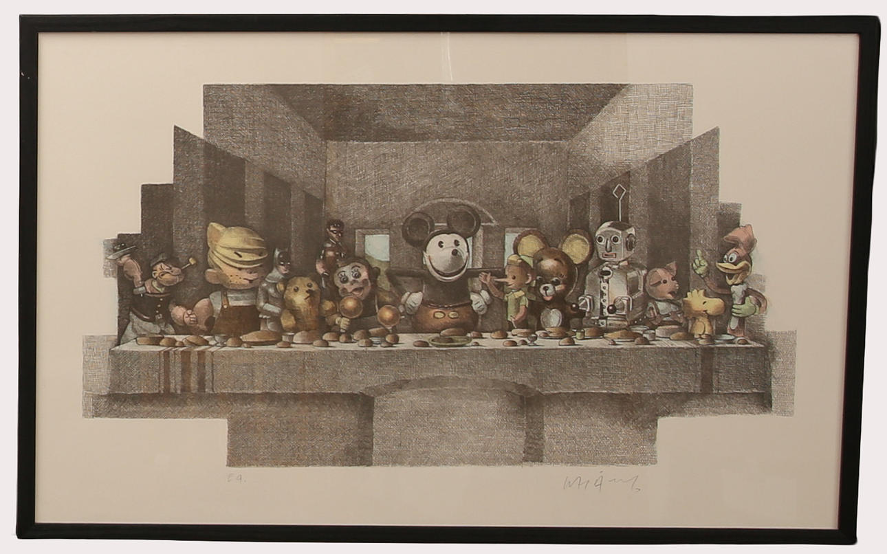 LASSE ÅBERG. Lithograph in colours, Mickey Mouse EA, signed.