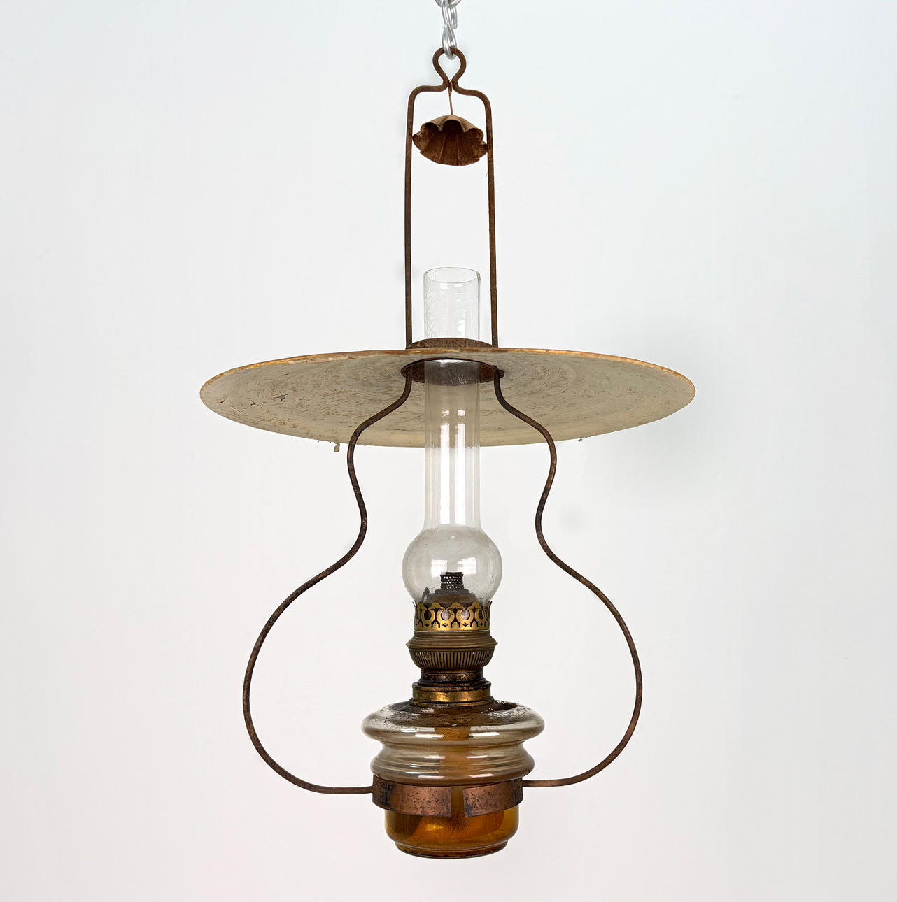 TAKFOTOGENLAMPA, glas, metall och mässing, 1800/1900 tal.