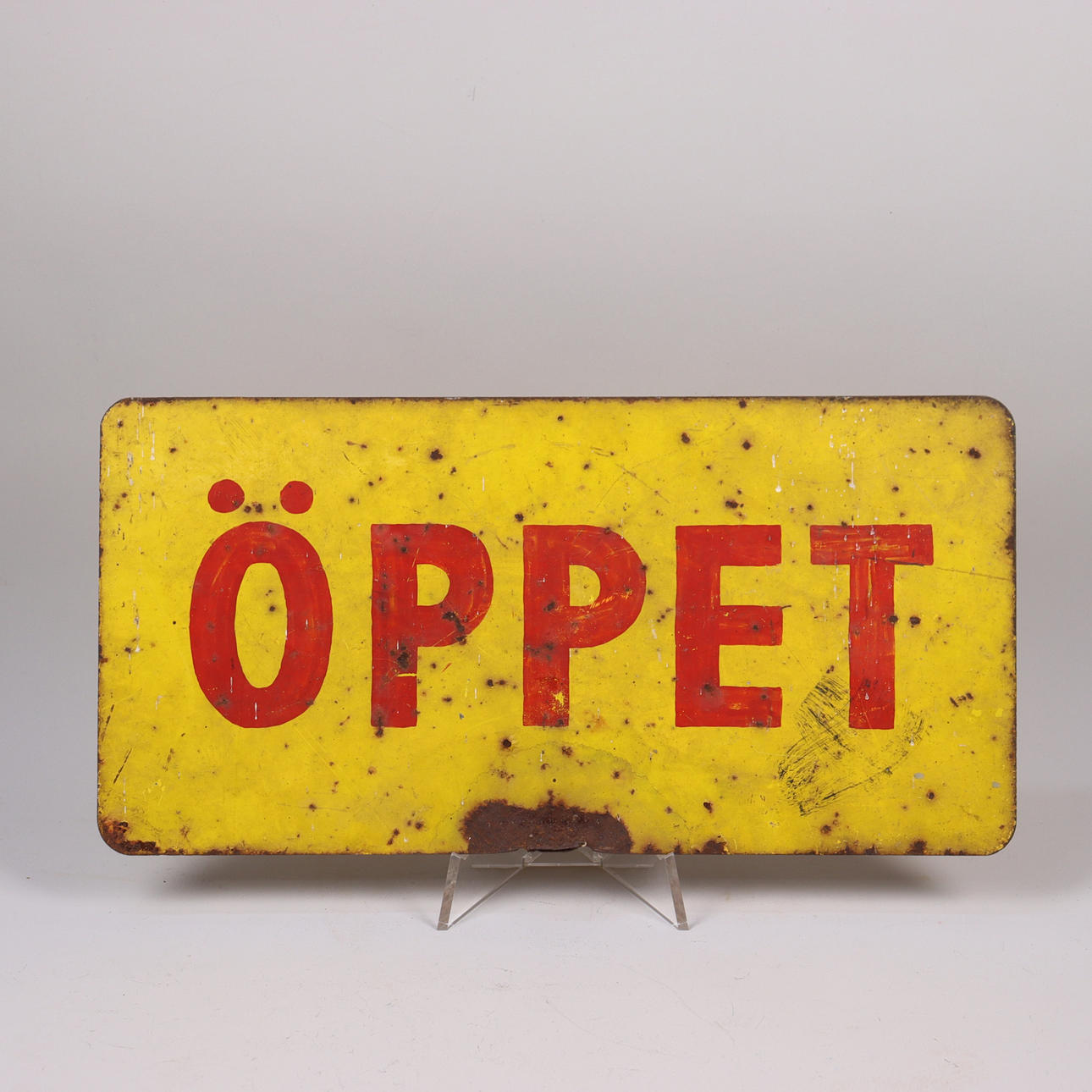 SIGN, “Open”, painted heavy metal.