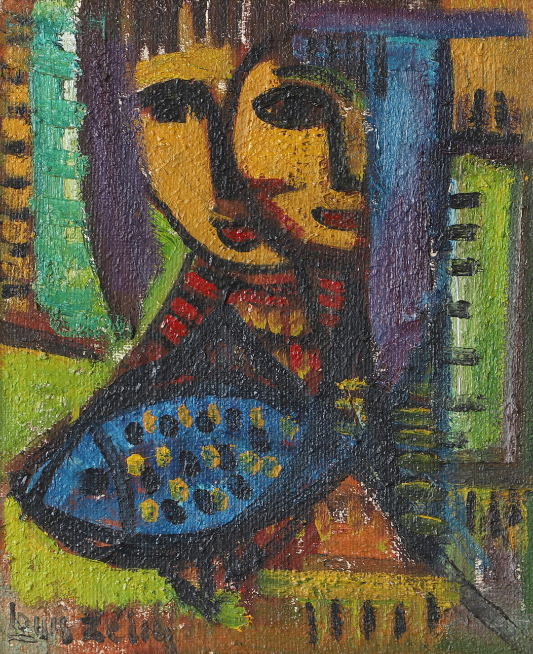 LOUIUS ZELIG. Female composition, oil on canvas, signed.