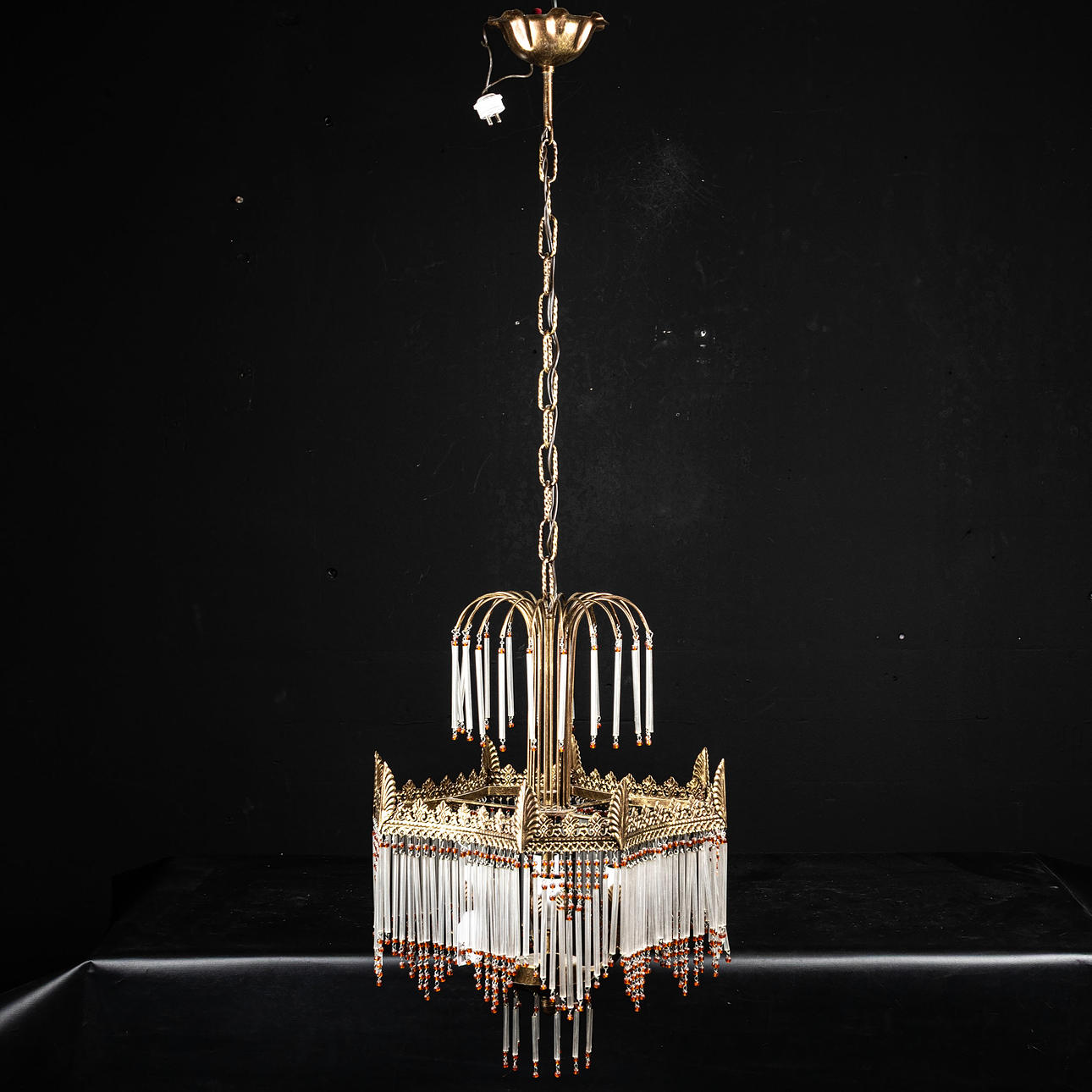 CEILING LAMP, with rod prisms, Art Nouveau.