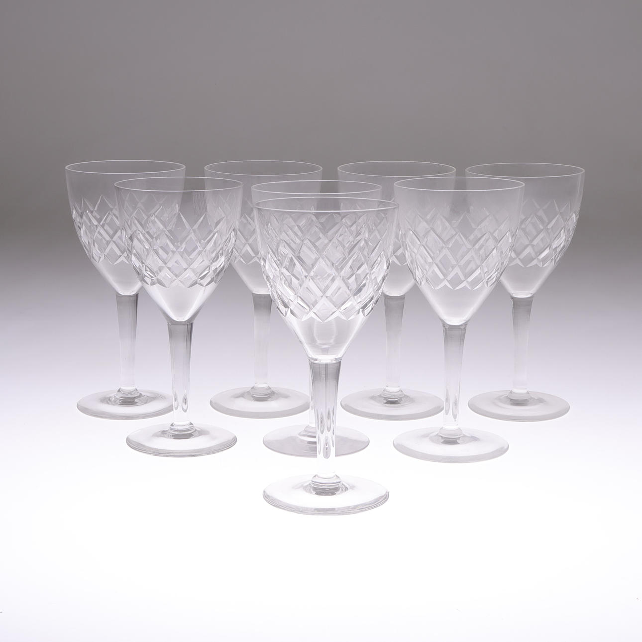 VINGLAS, 8 st, rutslipade, 1900-tal.