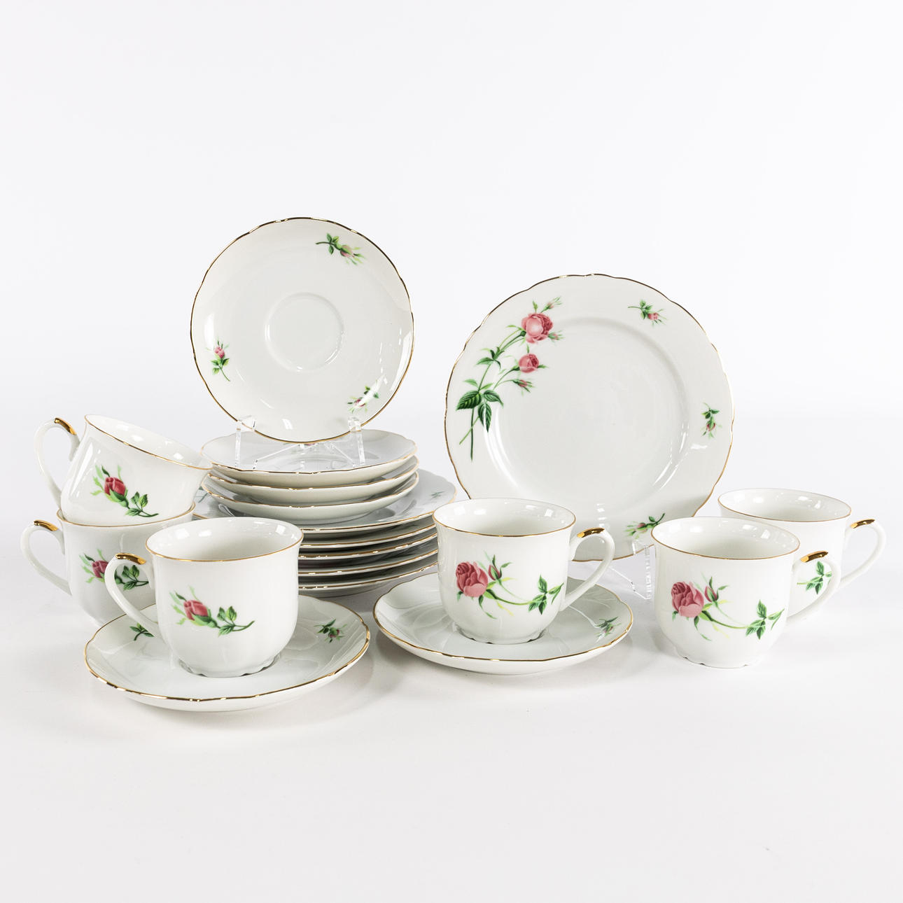 COFFEE SET, 18 pieces, “Rose”, Four-leaf clover.