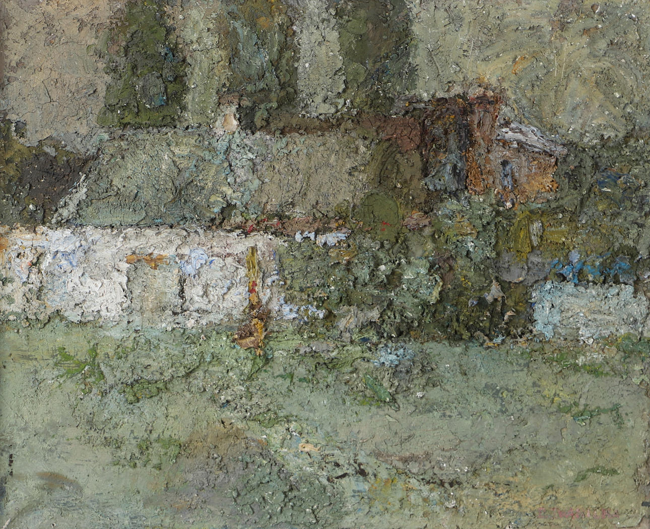 OIDENTIFIERAD KONSTNÄR. Landscape with house, indistinctly signed.