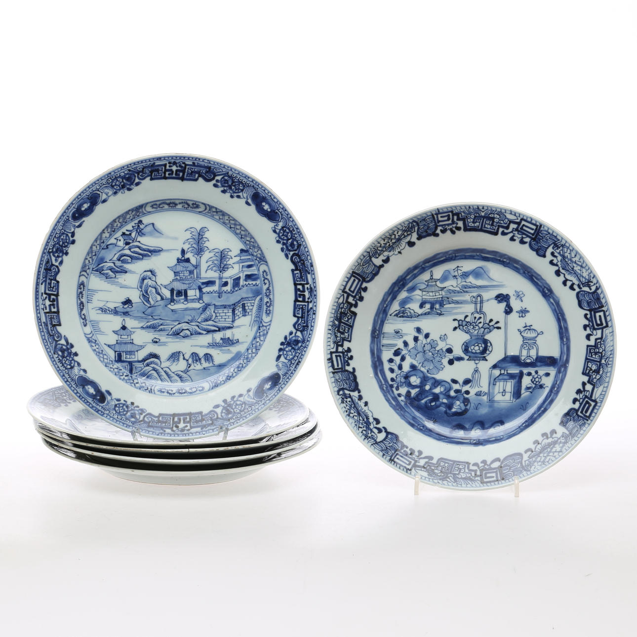 TALLRIKAR, 5 + 1, porslin, Kina, 1700/1800-tal.