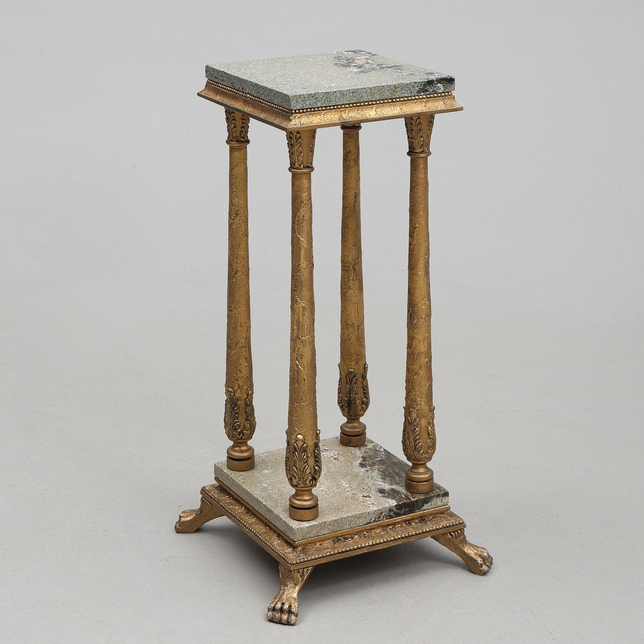 PIEDSTALS. Marble top, lion's paws.