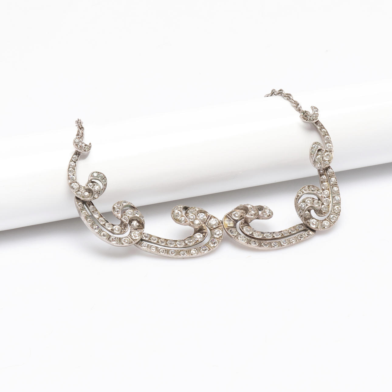 COLLIER, silver med stenar, 1930/40-tal.