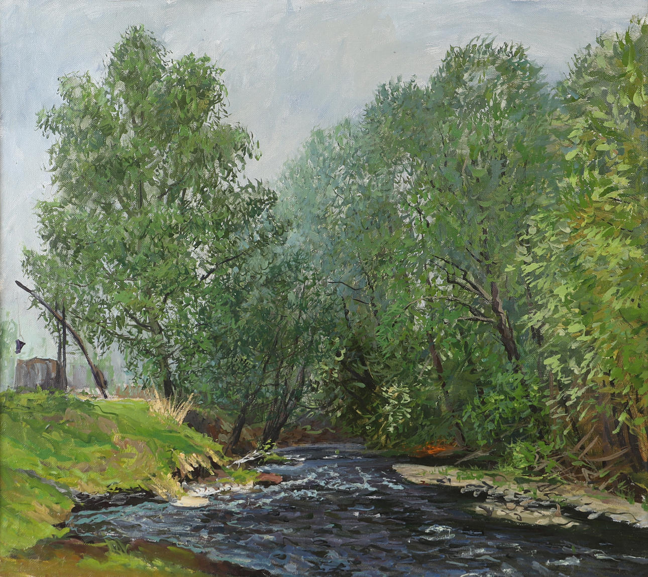 OKÄND KONSTNÄR. Forest plot with watercourse, oil on canvas, unsigned.