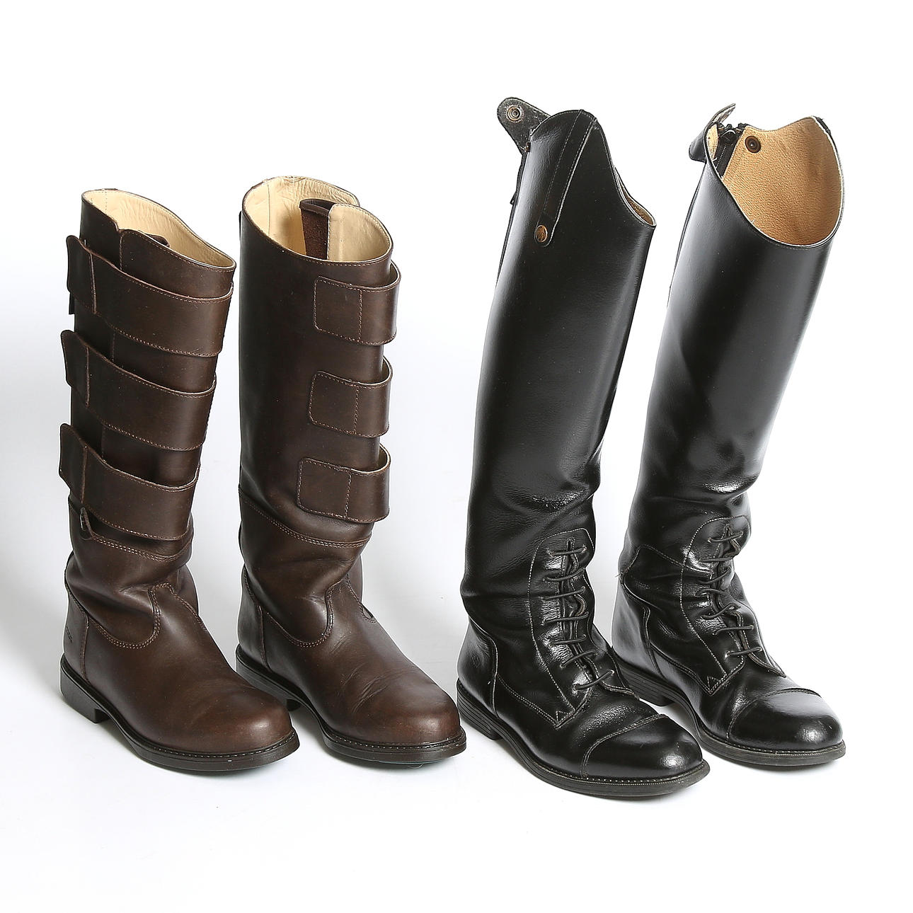 RIDSTÖVLAR, två par, skinn. 2000-tal. Storlek 40.