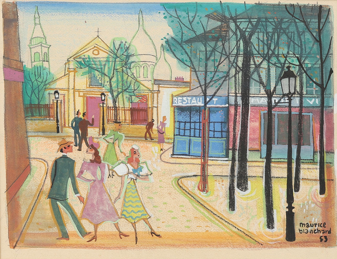 MAURICE BLANCHARD. Mixed media, signed and dated -53.