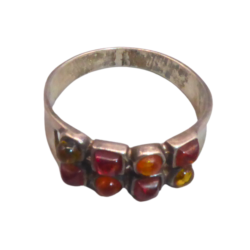 925 SILVER RING SET WITH AMBER.
