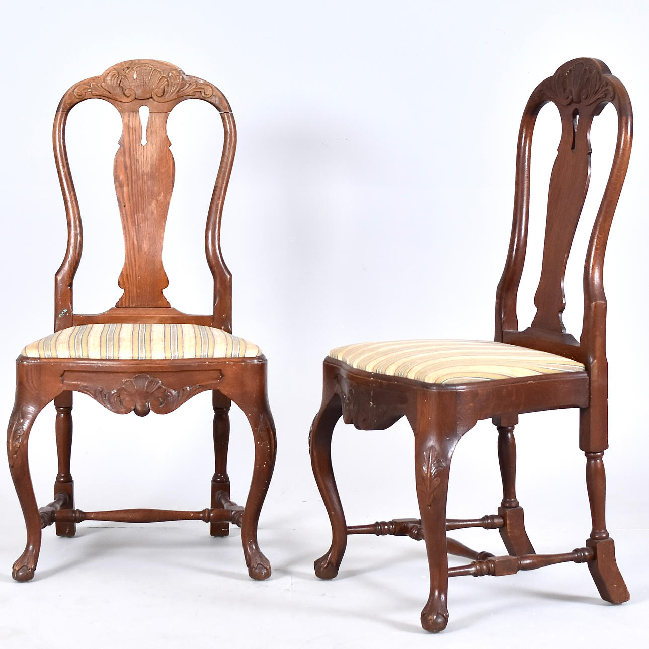 CHAIRS, 1 pair, cut and bonded oak.