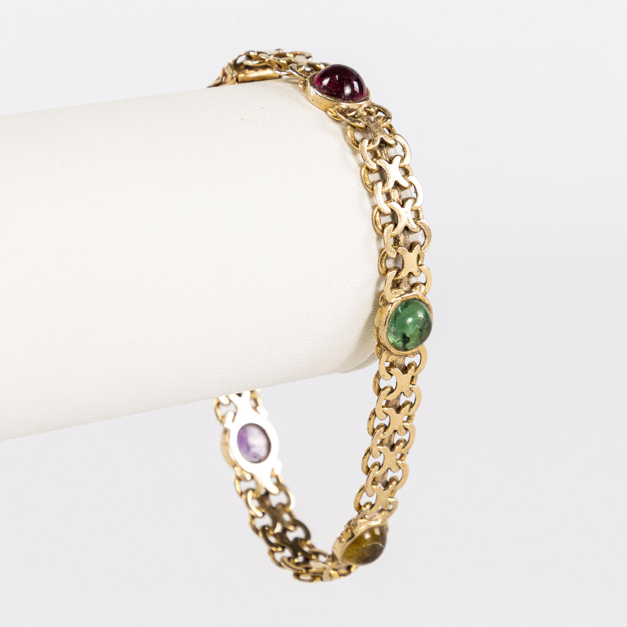 ARMBAND, X-länk, 18k guld, med stenar.
