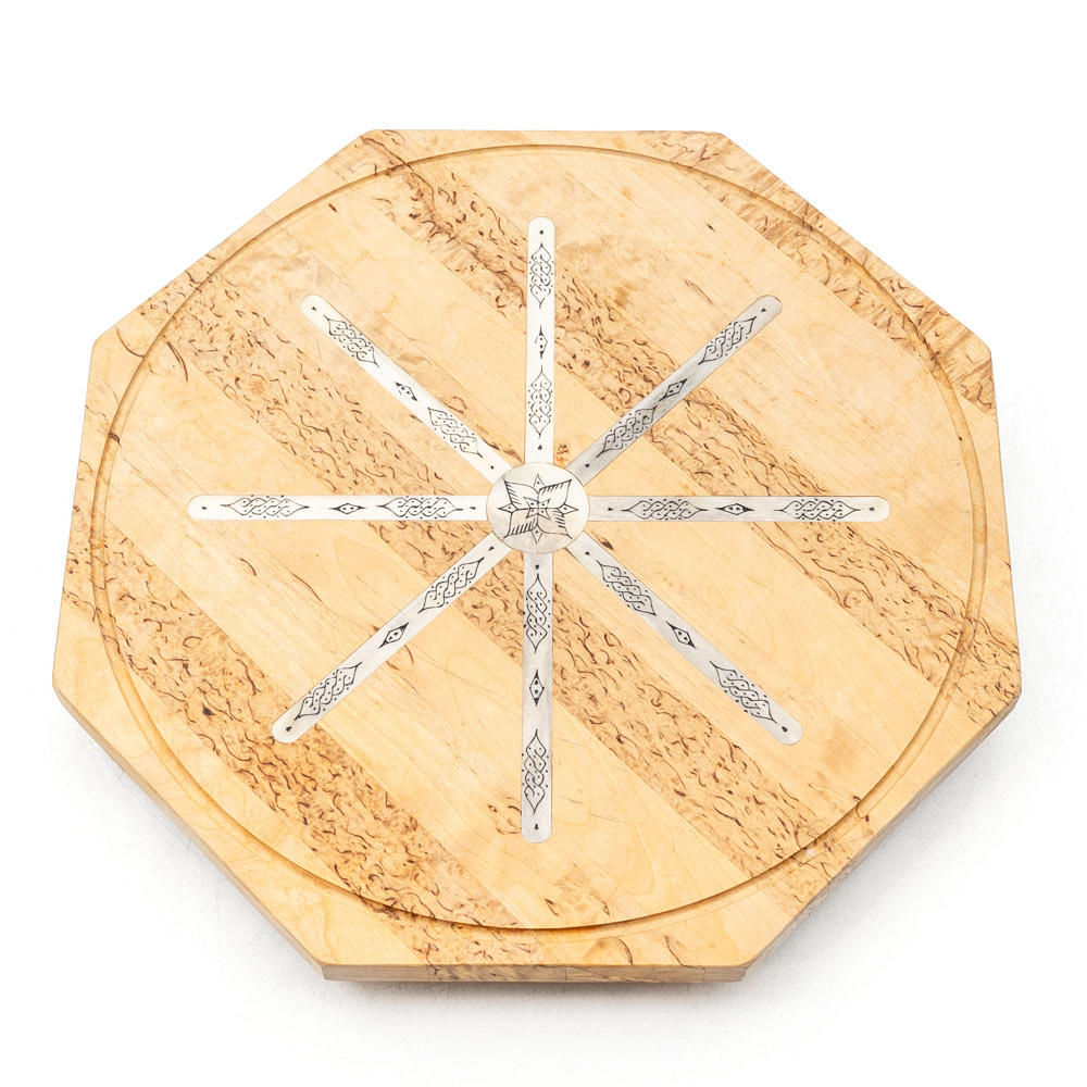 ROTATING TRAY, Birch and Reindeer Horn.