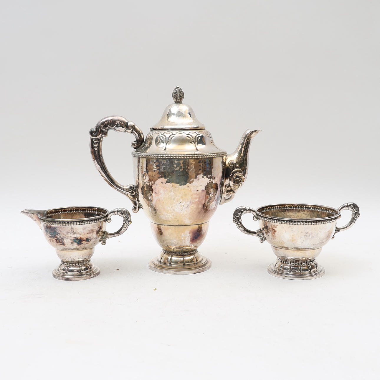 KAFFESERVIS, nysilver, jugend, kulhamrad dekor.