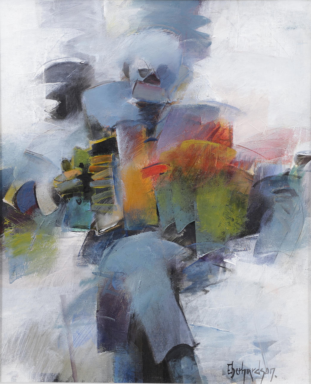 EBBE EBERHARDSON. Accordionist, oil on canvas, signed.